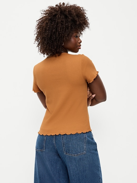 Image number 7 showing, Fitted Waffle-Knit Cropped T-Shirt
