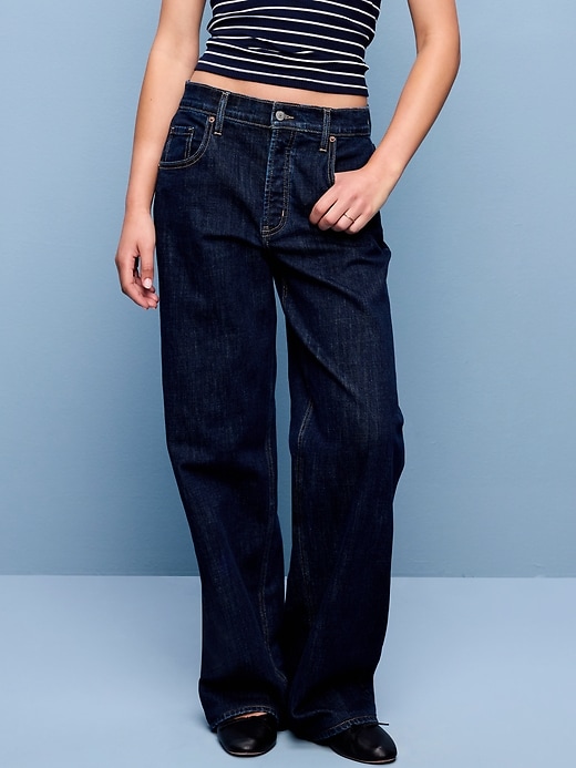 Image number 2 showing, Mid-Rise Slouchy Wide-Leg Jeans