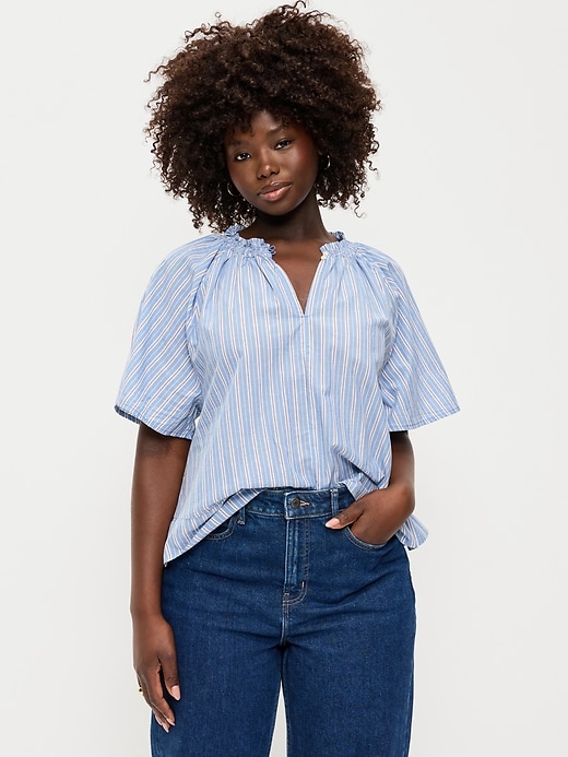 Image number 5 showing, Loose Short-Sleeve Striped Top