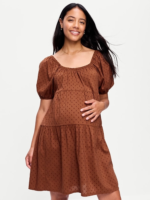 Image number 3 showing, Maternity Short-Sleeve Swing Mini Dress