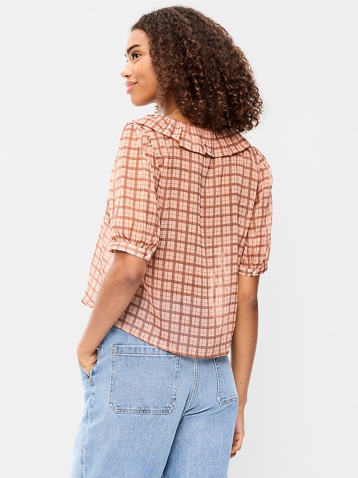 Image number 2 showing, Ruffle Collar Tie-Front Chiffon Top