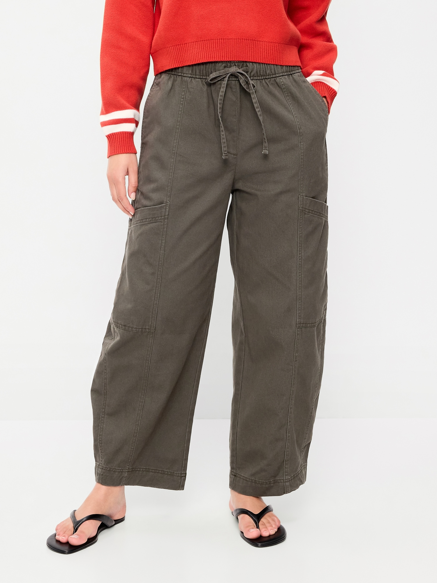 Mid-Rise Pull-On Utility Pants