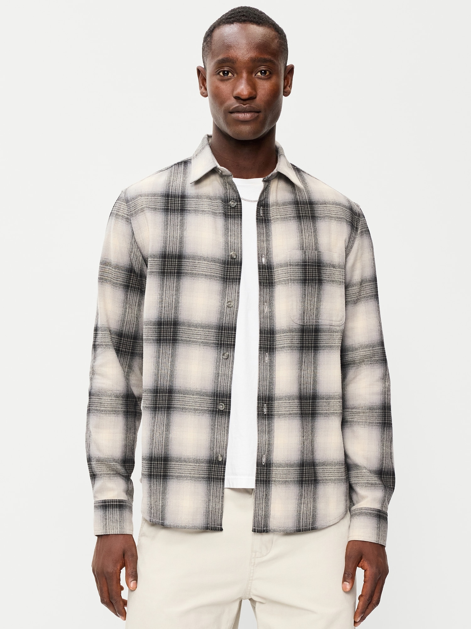 Relaxed Long-Sleeve Plaid Flannel Pocket Shirt
