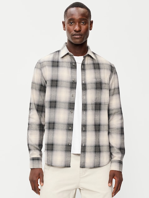 Relaxed Long-Sleeve Plaid Flannel Pocket Shirt