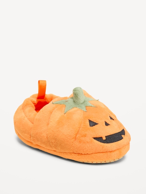 Velour Pumpkin Slippers for Toddler