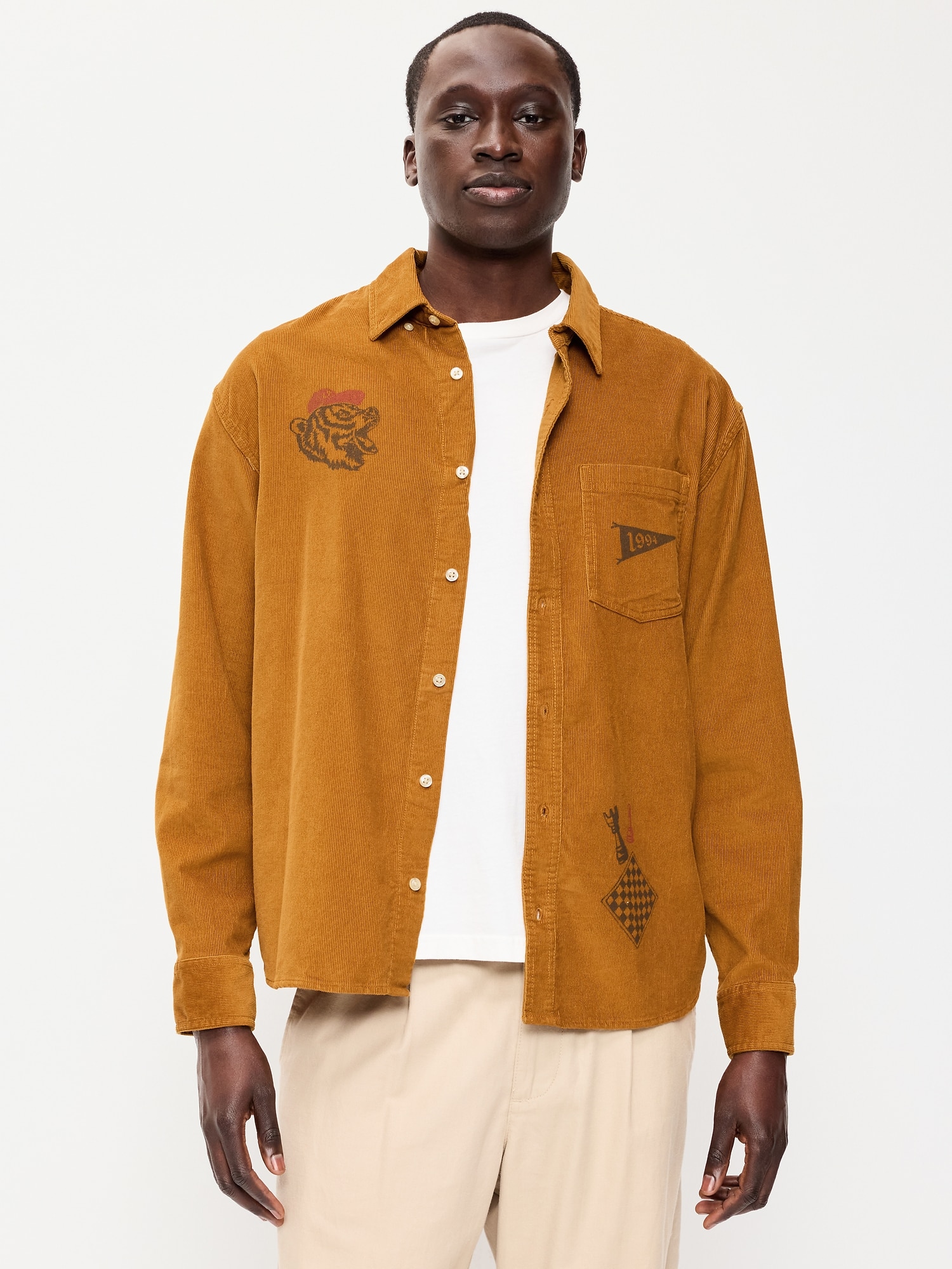 Loose Fit Long-Sleeve Corduroy Shirt