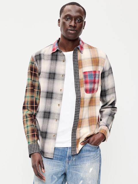 Relaxed Long-Sleeve Plaid Flannel Pocket Shirt