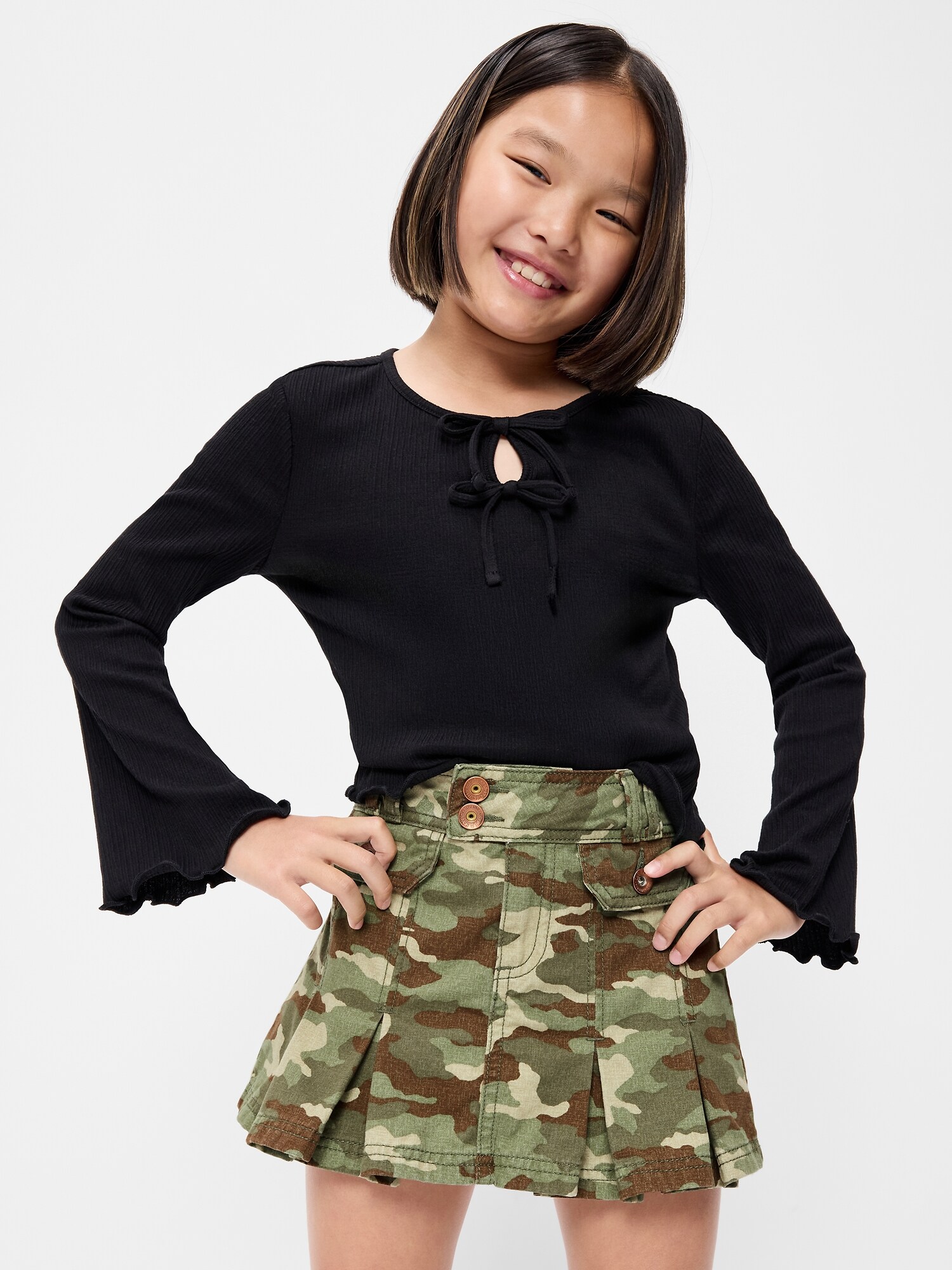 Юбка Old Navy Pleated Utility Denim Skirt для девочек, цвет: Камуфляжный — фото 3