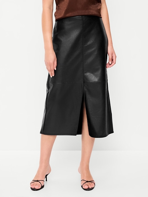 Image number 2 showing, Faux-Leather Pencil Midi Skirt