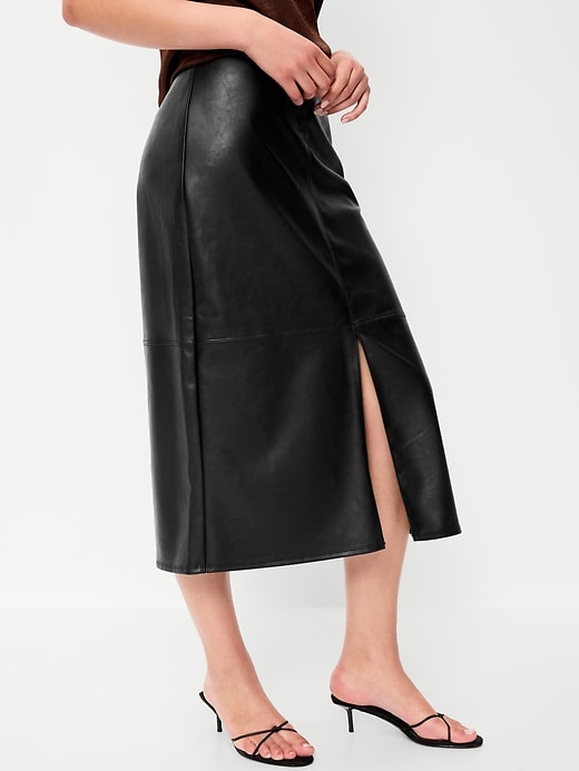 Image number 4 showing, Faux-Leather Pencil Midi Skirt