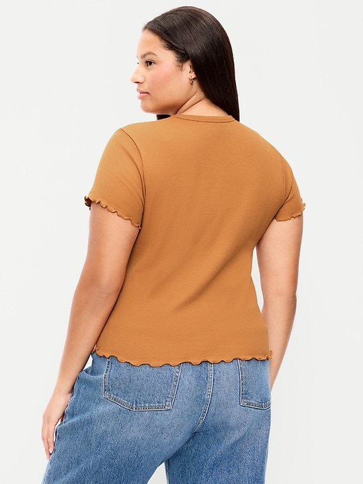 Image number 9 showing, Fitted Waffle-Knit Cropped T-Shirt