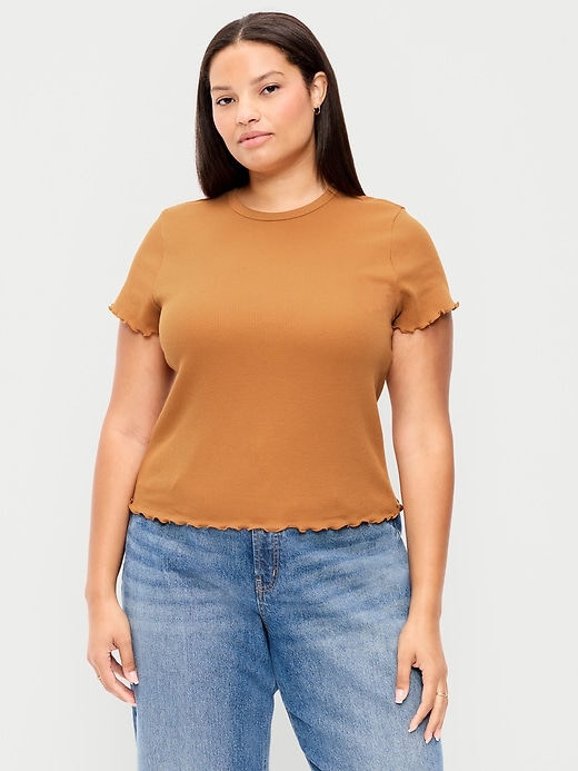 Image number 8 showing, Fitted Waffle-Knit Cropped T-Shirt