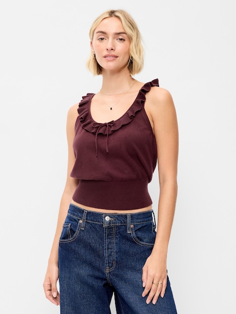 SoSoft Cotton Tie-Front Pointelle Tank Top