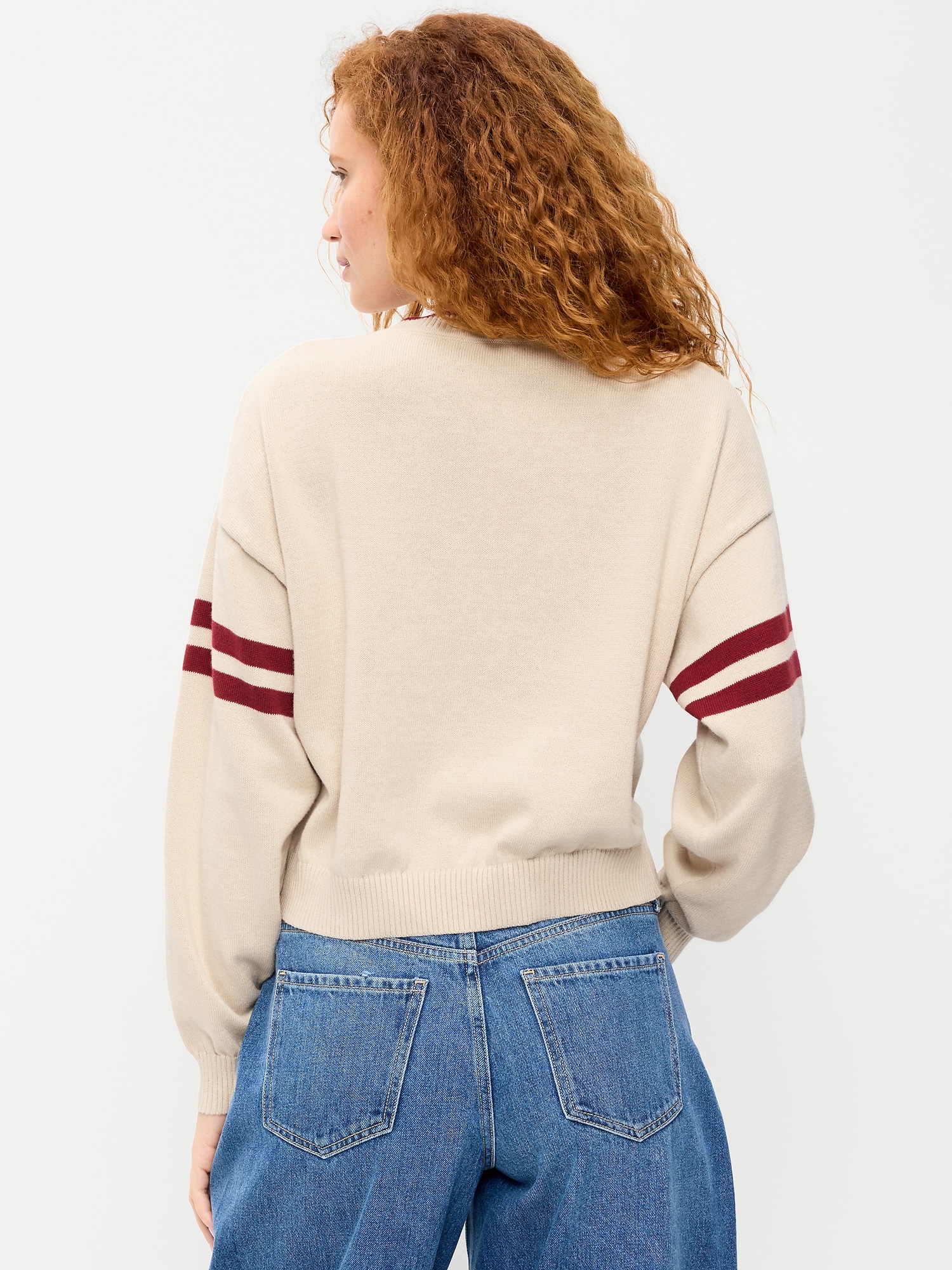 SoSoft Cotton Jacquard Crew-Neck Cropped Sweater