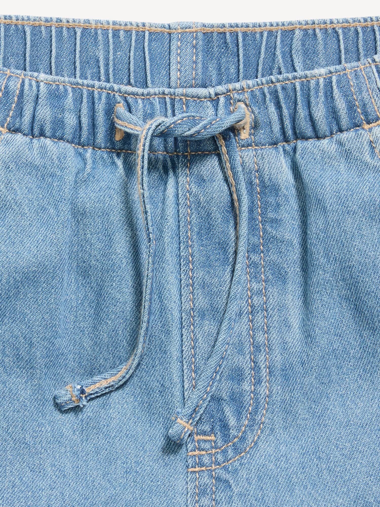 Pull-On Super Baggy Wide-Leg Denim Jeans for Girls