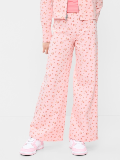 Foldover Jersey Knit Wide-Leg Pants for Girls
