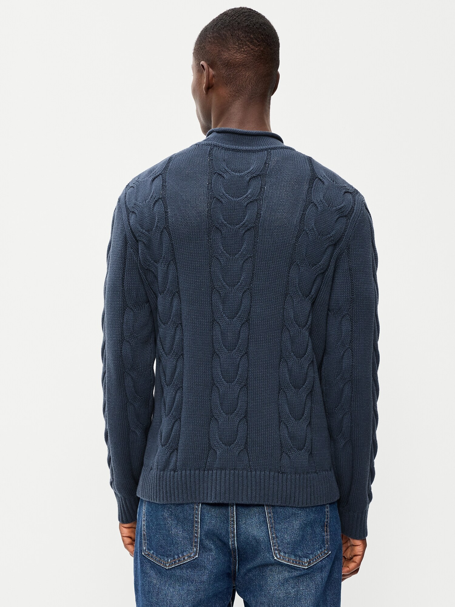Мужской свитер Old Navy Loose Cable-Knit, цвет: Сумеречный тёмно-синий — фото 2