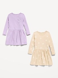 Image number 2 showing, Long-Sleeve Fit and Flare Dress 2-Pack for Toddler Girls