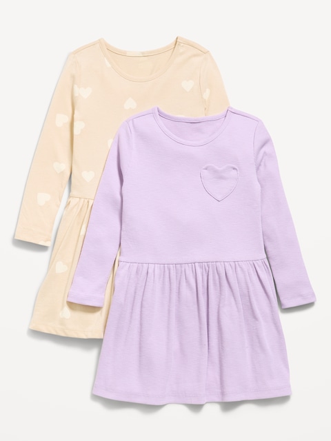 Long-Sleeve Fit and Flare Dress 2-Pack for Toddler Girls