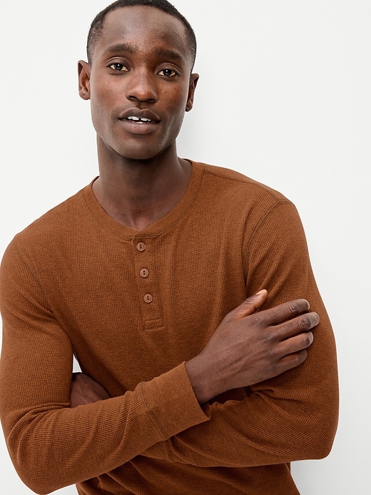 Long-Sleeve Waffle Henley T-Shirt | Old Navy