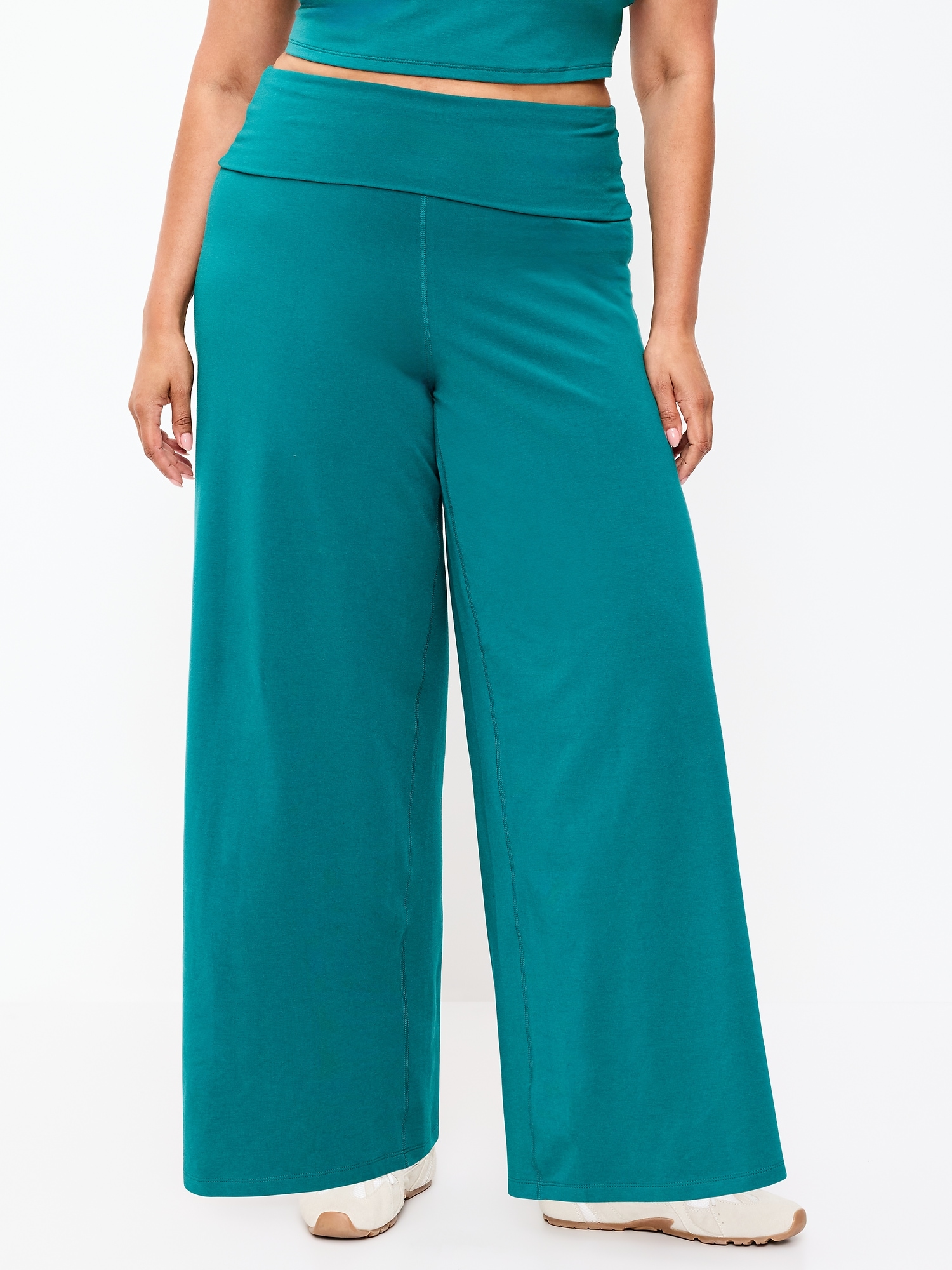 High-Waisted PowerChill Fold-Over Wide-Leg Pants