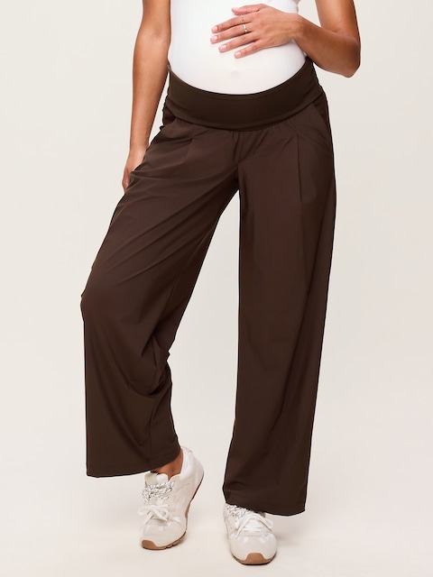 Maternity Rollover-Waist SleekTech Trouser Pants