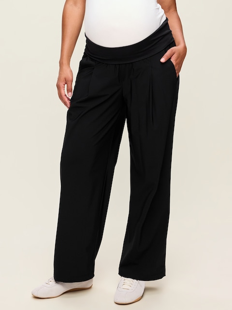 Maternity Rollover-Waist SleekTech Trouser Pants
