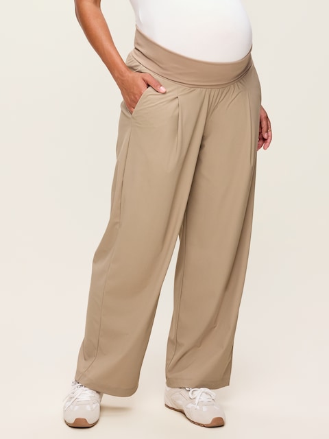 Maternity Rollover-Waist SleekTech Trouser Pants
