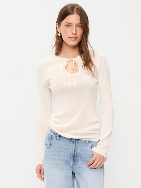 Bell-Sleeve Keyhole Top