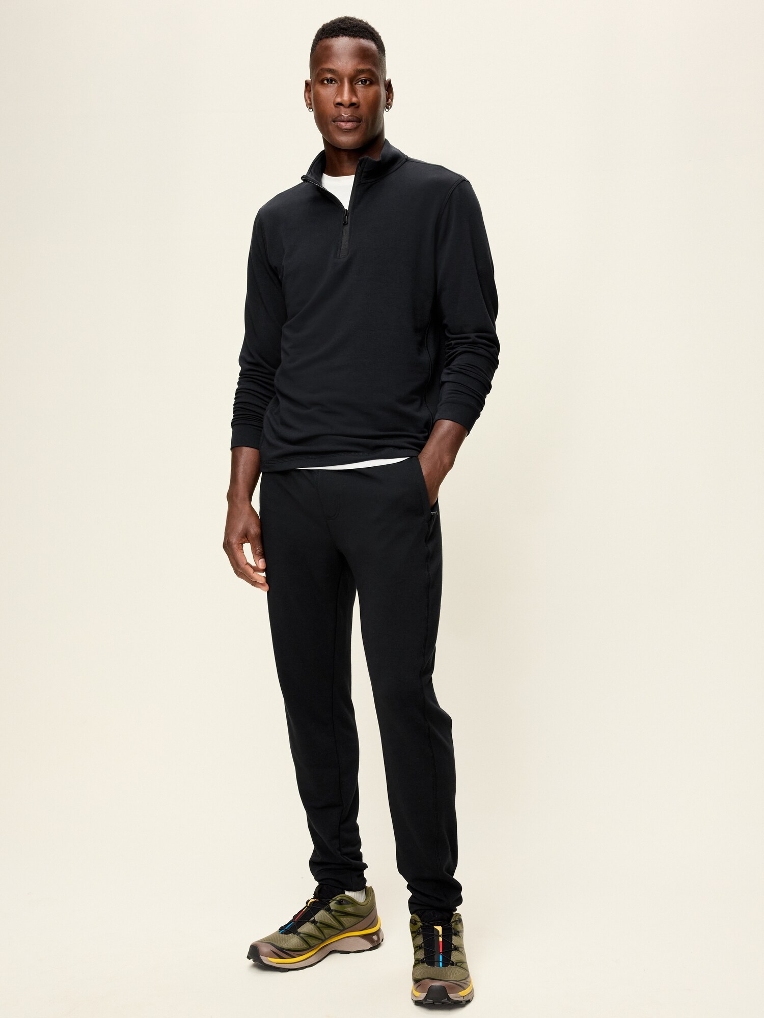 Мужской свитер Old Navy Recharge Knit Quarter-Zip Pullover, цвет: Чёрный — фото 3
