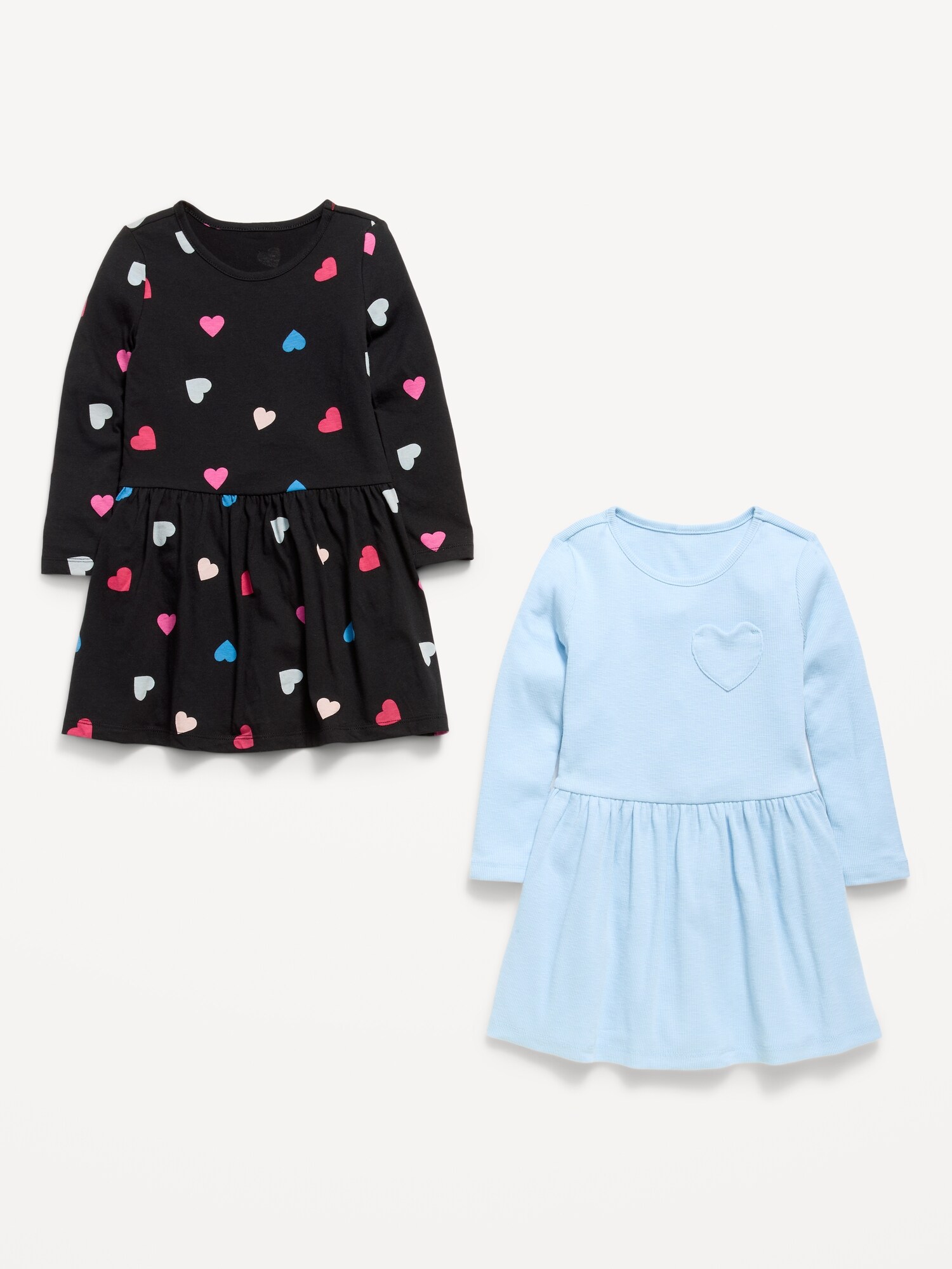 Платья Old Navy Long-Sleeve Fit and Flare Dress 2-Pack для девочек-малышей, цвет: Чёрный — фото 2