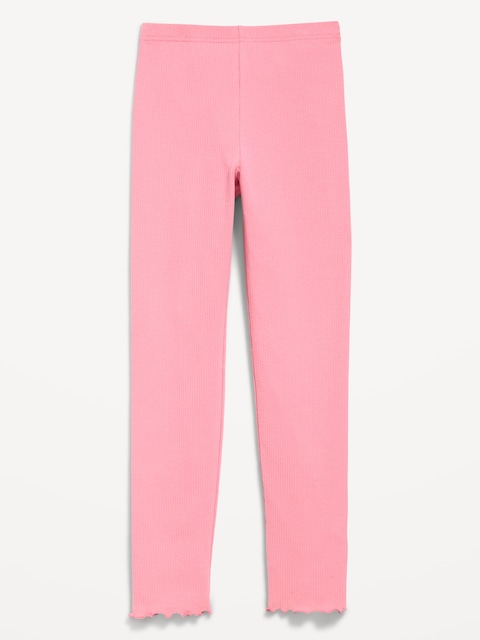 Ribbed Lettuce-Edge Leggings for Girls