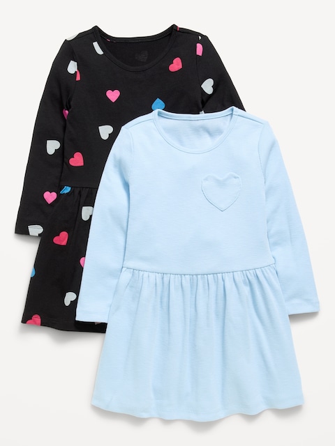 Long-Sleeve Fit and Flare Dress 2-Pack for Toddler Girls