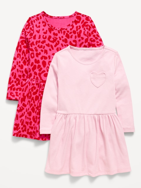 Long-Sleeve Fit and Flare Dress 2-Pack for Toddler Girls