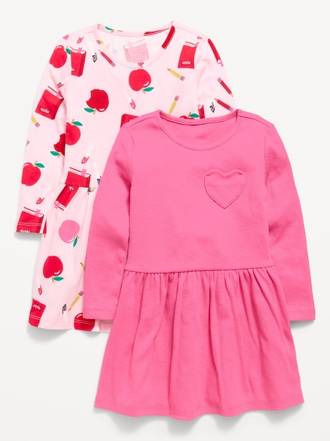 Long-Sleeve Fit and Flare Dress 2-Pack for Toddler Girls