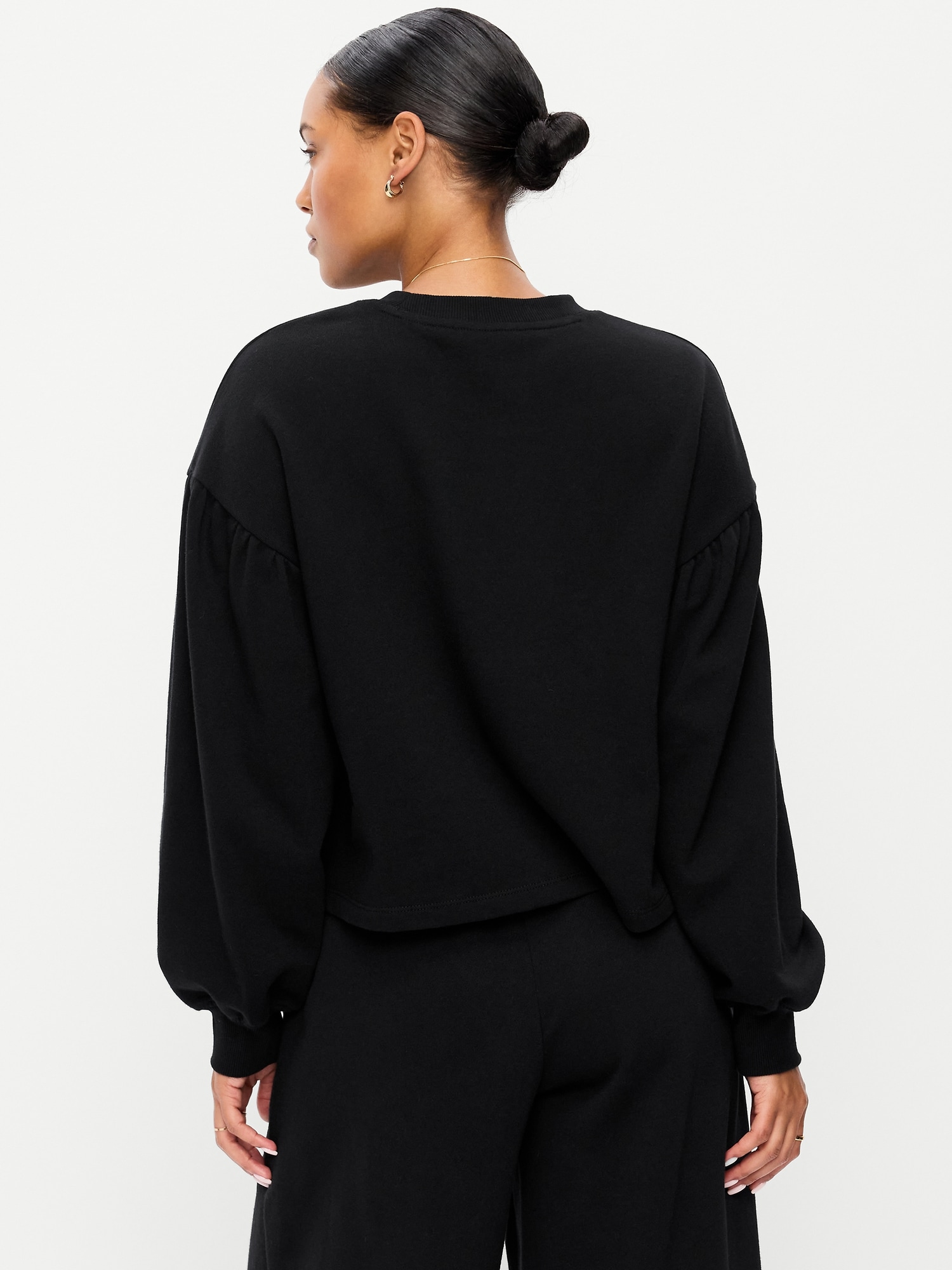 SoComfy Oversized Puff-Sleeve Cropped Sweatshirt