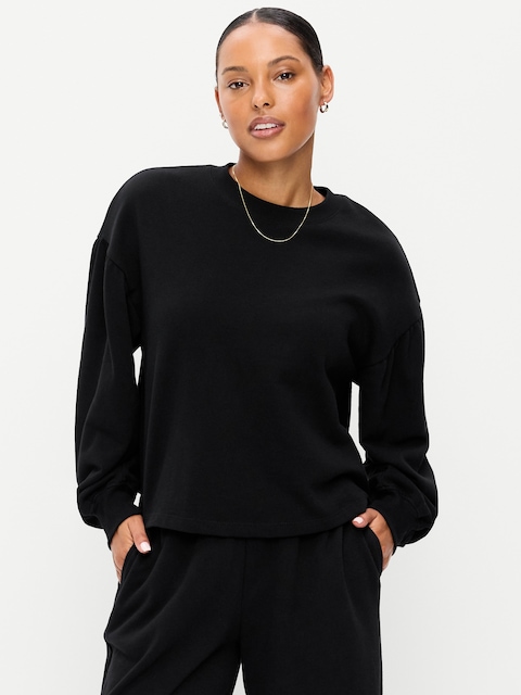 SoComfy Oversized Puff-Sleeve Cropped Sweatshirt