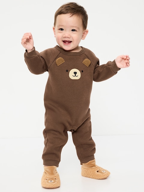Printed Long-Sleeve Fleece One-Piece for Baby