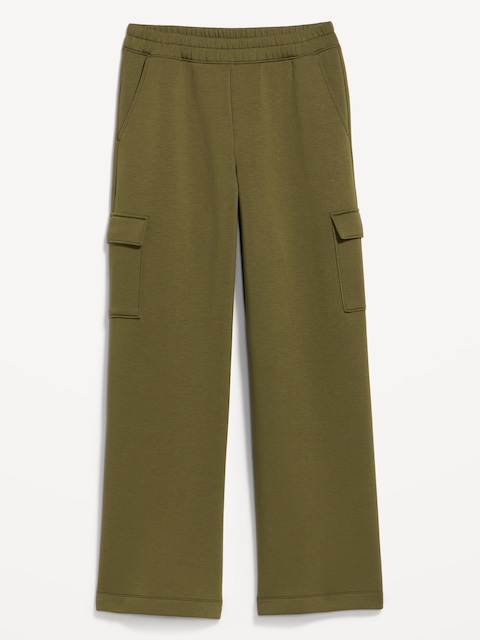 High-Waisted Bounce Fleece Wide-Leg Cargo Sweatpants