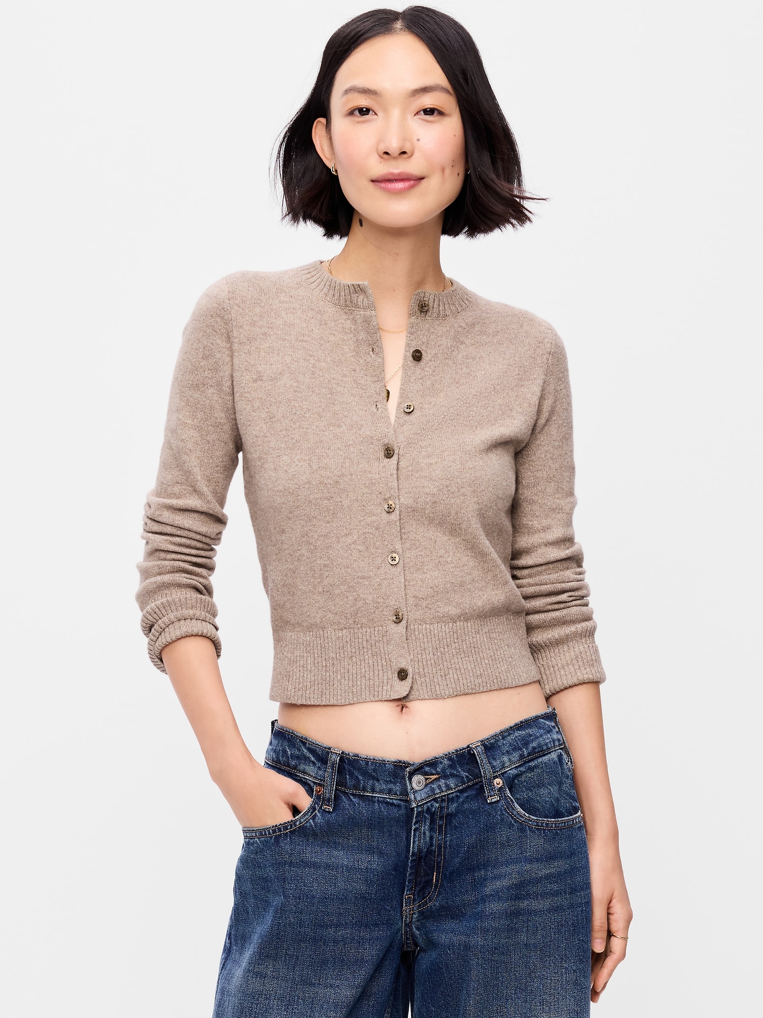 SoSoft Cotton Crew-Neck Cardigan Sweater