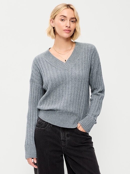SoSoft Ribbed V-Neck Sweater | Old Navy