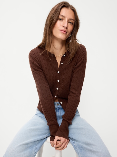 SoSoft Cotton Crew-Neck Cardigan Sweater
