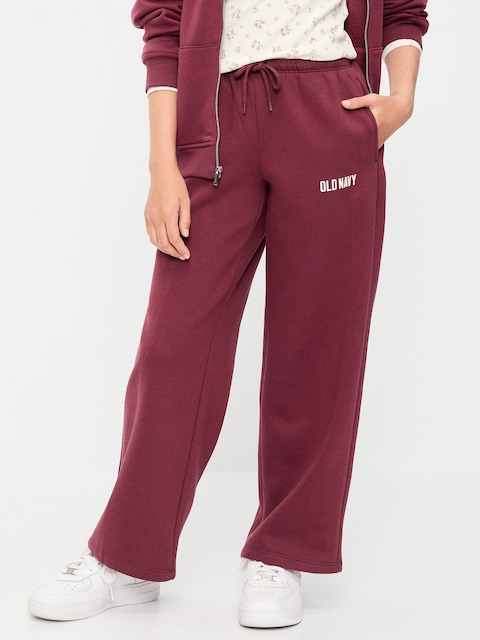 High-Waisted Logo Graphic Wide-Leg Sweatpants for Girls
