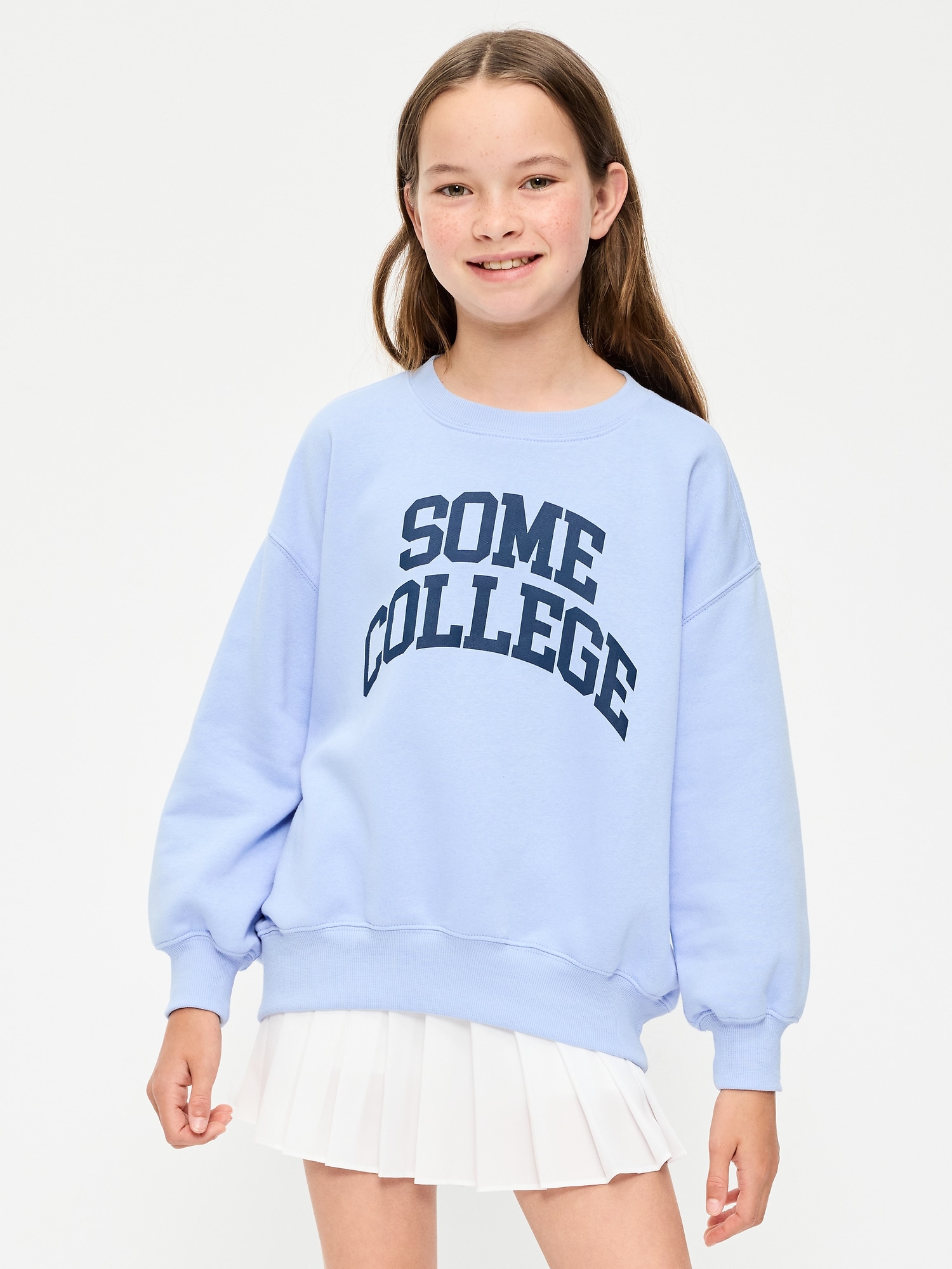Oversized Graphic Tunic Sweatshirt for Girls