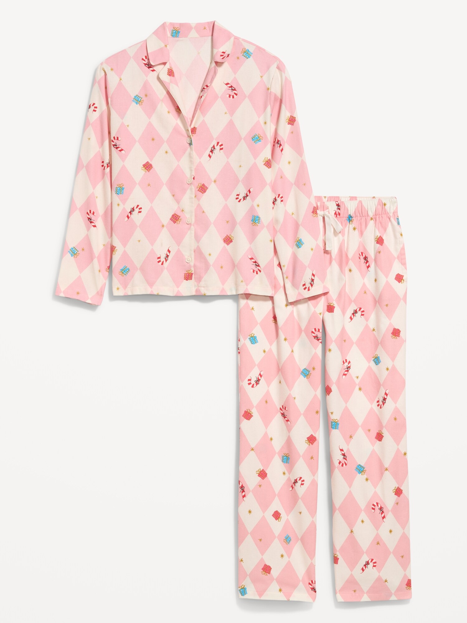 Пижамный комплект Printed, фланель — Old Navy, цвет: Checkered Candy Canes (Match The Fam!) — фото 3