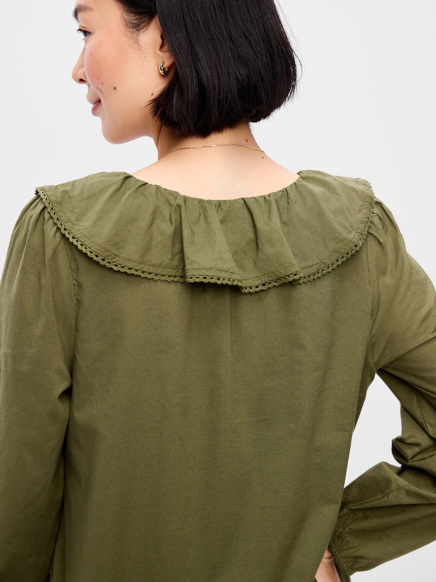 Женское платье Old Navy Long-Sleeve Ruffle-Collar Swing Mini, цвет: Hearthwood — фото 5