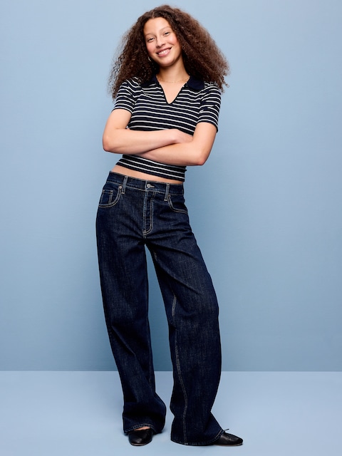Mid-Rise Slouchy Wide-Leg Jeans