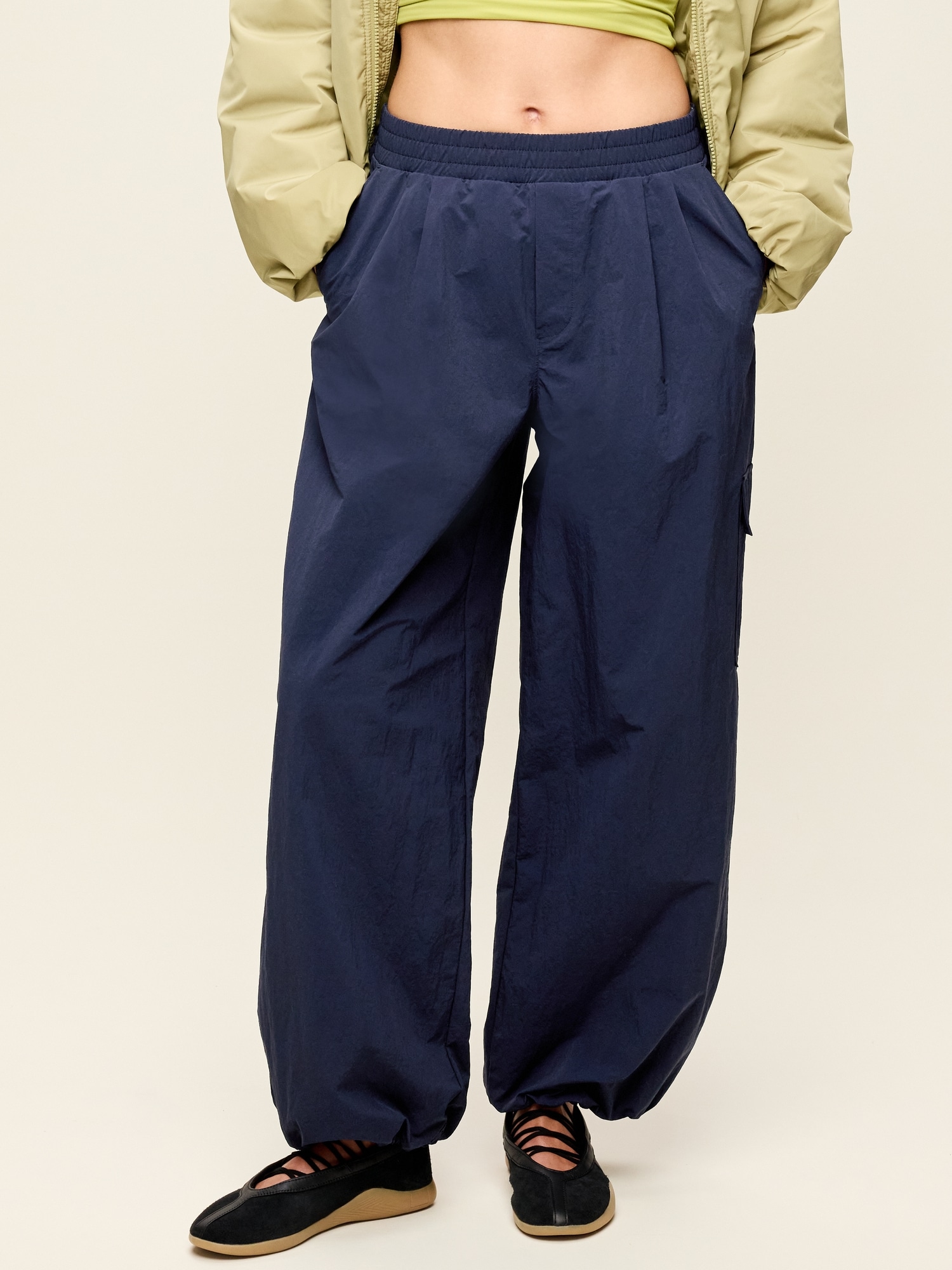 Mid-Rise Woven Utility Pants