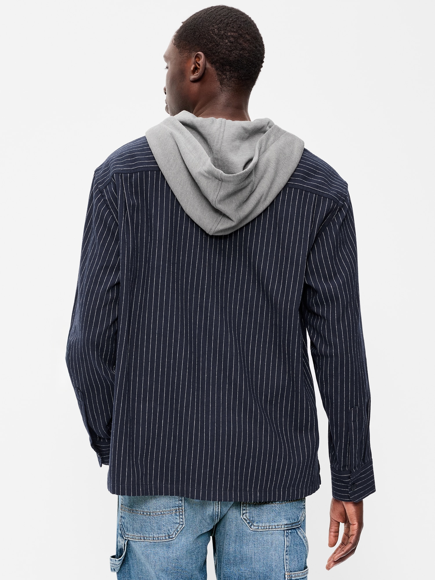 Long-Sleeve Flannel Hooded Shirt