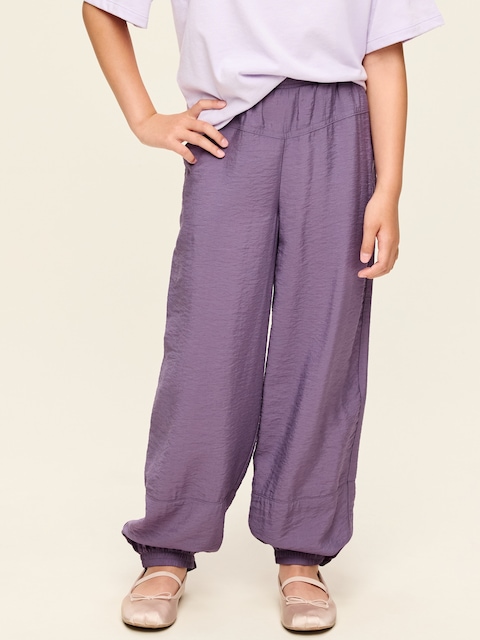 High-Waisted Crinkled Harem Pants for Girls